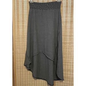 XHILARATION Women's High Low Skirt Size Large Black Gray Striped Elastic Boho‎